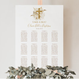 Boho Neutral Gold Taufen Seating Chart Sign Poster