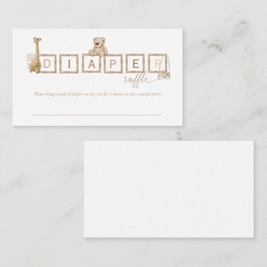 Boho Neutral Holzblock lässt Windeln-Raffel Begleitkarte (Vorne/Hinten)