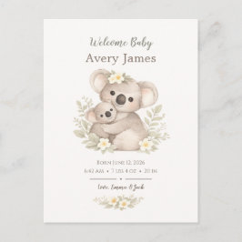 Boho Neutral Koala Baby Cottagecore Ankündigungspostkarte