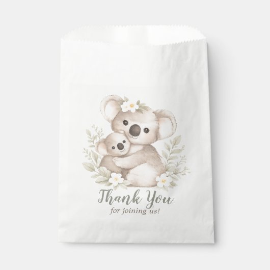Boho Neutral Koala Baby Shower Geschenktütchen (Vorderseite)