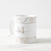 Boho Neutral Lunaria Custom Monogram and Name Tass Kaffeetasse (Vorderseite Links)