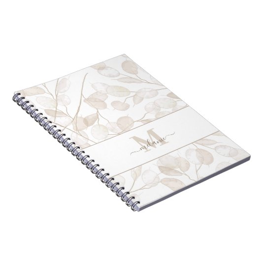 Boho Neutral Lunaria Individuelle Name Initial Notizblock (Rechte Seite)