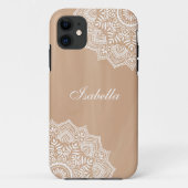 Boho Neutral Mandala Individuelle Name Case-Mate iPhone Hülle (Rückseite)