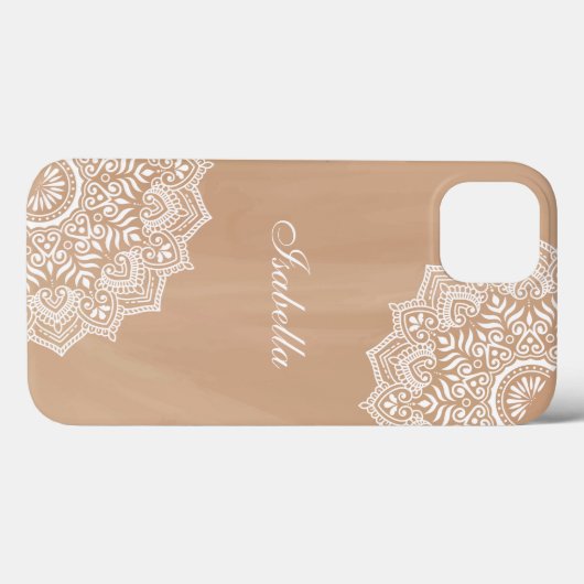 Boho Neutral Mandala Individuelle Name Case-Mate iPhone Hülle (Rückseite (Horizontal))