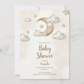 Boho Neutral Moon & Stars Kinderdusche Einladung (Vorderseite)