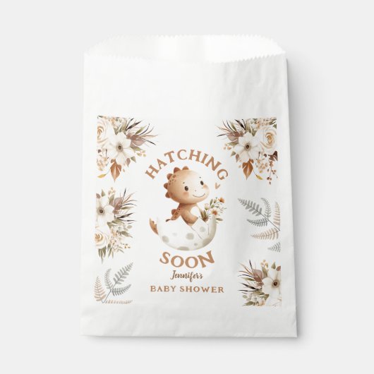 Boho Neutral Niedlich Dinosaur Babydusche Gefällig Geschenktütchen (Vorderseite)