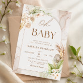 Boho Neutral Oh Baby Shower Pampas Floral Einladung