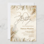 Boho Neutral Pampas 30. Geburtstag Einladung (Vorderseite)
