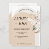 Boho Neutral Pampas Grass Baby Dusche Einladung (Vorne/Hinten)