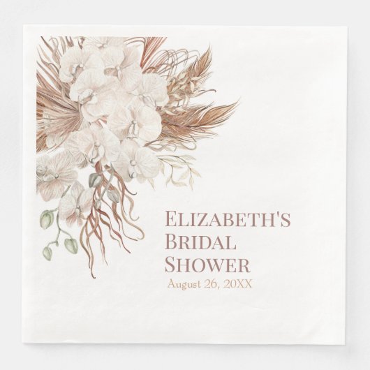 Boho Neutral Pampas Grass Brautparty Napkins Serviette (Vorderseite)