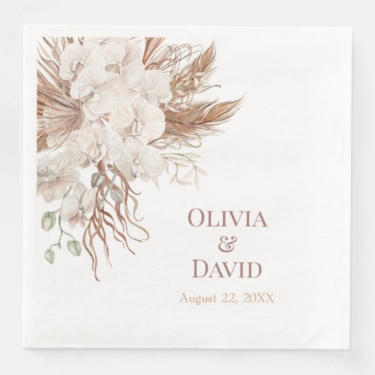 Boho Neutral Pampas Grass Wedding Napkins Serviette (Vorderseite)