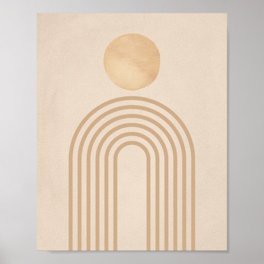 Boho Neutral Peach Terracotta Sun Rainbow Poster (Vorne)
