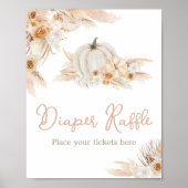 Boho Neutral Pumpkin Baby Duwer Diaper Raffle Poster (Vorne)