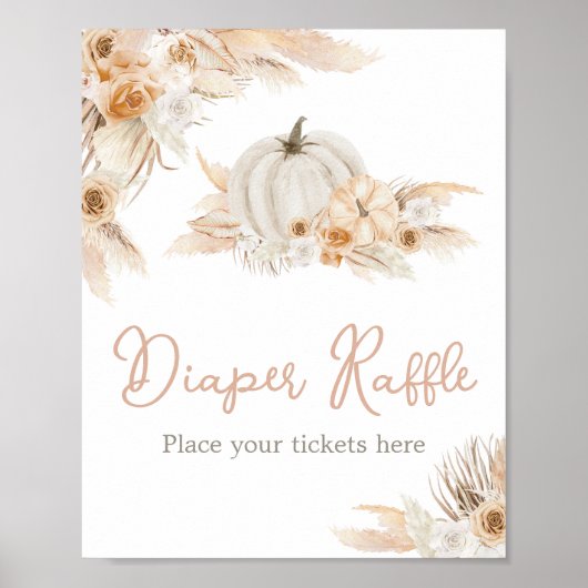 Boho Neutral Pumpkin Baby Duwer Diaper Raffle Poster (Vorne)