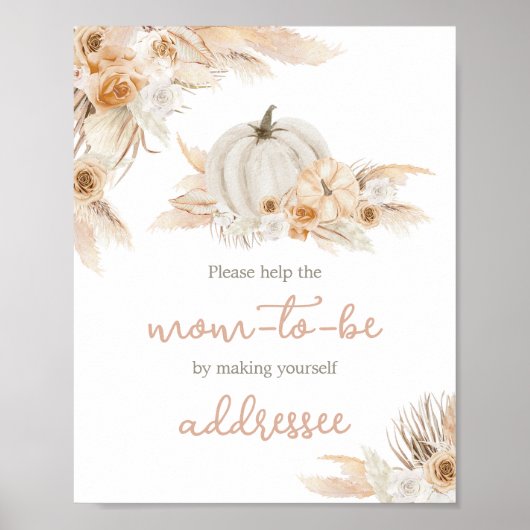 Boho Neutral Pumpkin Baby Shower Envelope Station Poster (Vorne)