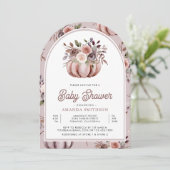Boho Neutral Pumpkin Floral Arch Baby Dusche Einladung (Stehend Vorderseite)
