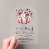 Boho Neutral Pumpkin Floral Wedding Acryleinladungen (Insitu (Handheld))