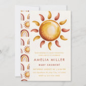 Boho Neutral Rainbow Baby Shower Einladung (Vorderseite)