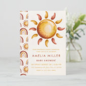 Boho Neutral Rainbow Baby Shower Einladung (Stehend Vorderseite)