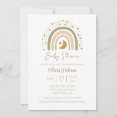 Boho Neutral Rainbow Baby Shower Einladung (Vorderseite)