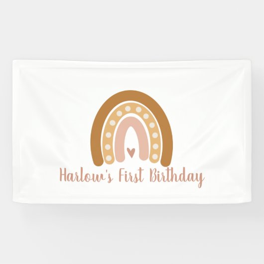 Boho Neutral Rainbow Personalisiert Banner (Horizontal)