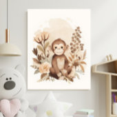 Boho Neutral  Safari Monkey Kids Nursery Art  Poster