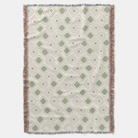 Boho Neutral Sage Tribal Geometrisches Aztec Muste Decke (Vorderseite Vertikal)