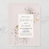 Boho Neutral Shades botanisches Frame-Brautparty Einladung (Vorne/Hinten)