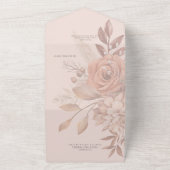 Boho Neutral Soft Autumn Bouquet Blush QR Code All In One Einladung (Außenbereich)