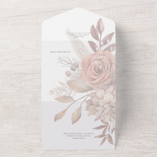 Boho Neutral Soft Focus Herbst Bouquet Kein Abende All In One Einladung (Außenbereich)