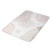 Boho Neutral Space Doodles Ästhetisches Design Badematte (Schrägansicht)