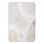 Boho Neutral Space Doodles Ästhetisches Design Badematte (Vorderseite Vertikal)