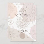 Boho Neutral Space Doodles Ästhetisches Design Dankeskarte (Vorne/Hinten)