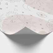 Boho Neutral Space Doodles Ästhetisches Design Geschenkpapier (Ecke)