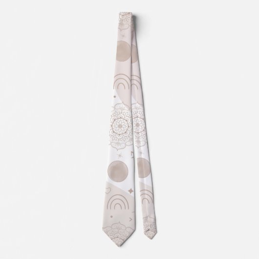 Boho Neutral Space Doodles Ästhetisches Design Krawatte (Vorderseite)