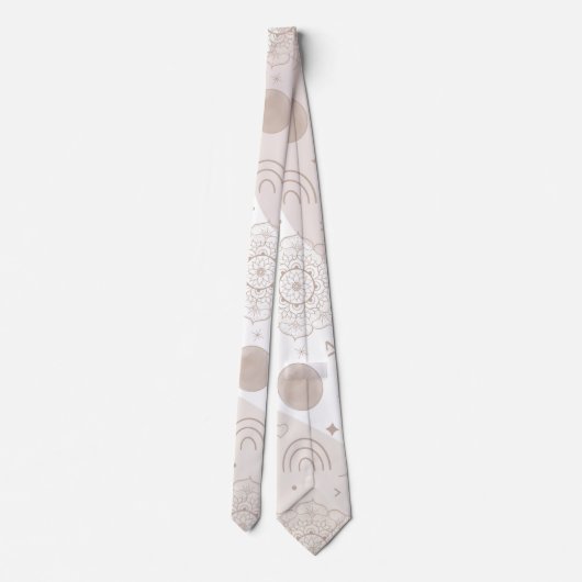 Boho Neutral Space Doodles Ästhetisches Design Krawatte (Rückseite)