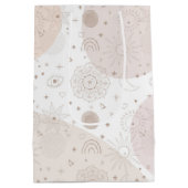 Boho Neutral Space Doodles Ästhetisches Design Mittlere Geschenktüte (Rückseite)