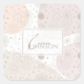 Boho Neutral Space Doodles Ästhetisches Design Quadratischer Aufkleber (Vorderseite)