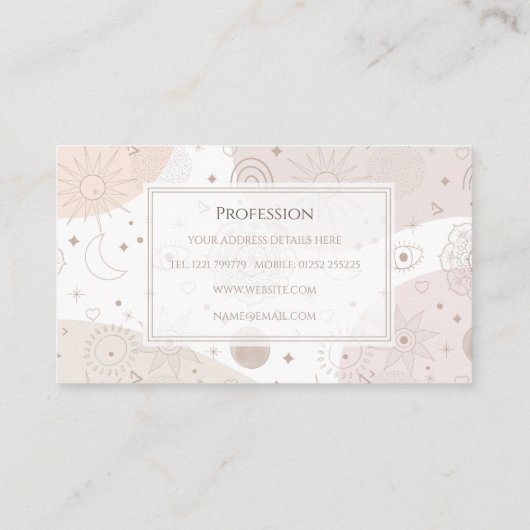 Boho Neutral Space Doodles Ästhetisches Design Visitenkarte (Rückseite)