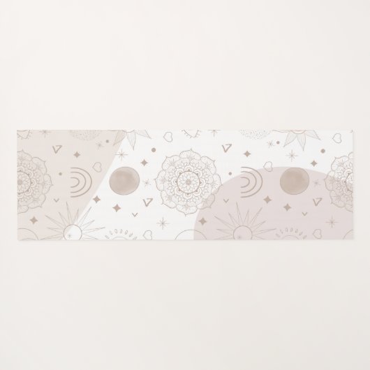 Boho Neutral Space Doodles Ästhetisches Design Yogamatte (Rückseite (Horizontal))
