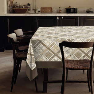 Boho Neutral Tablecloth mit modernen Linienmustern Tischdecke