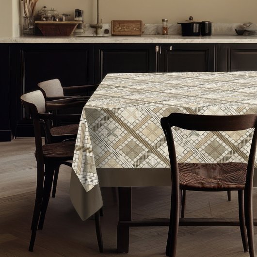 Boho Neutral Tablecloth mit modernen Linienmustern Tischdecke