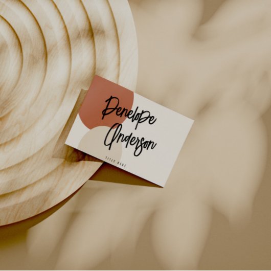 Boho Neutral Terracotta Moderne QR Code Trendy Visitenkarte