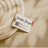 Boho Neutral Terracotta Moderne QR Code Trendy Visitenkarte