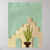 Boho Neutral und Aquamarine Abstrakte Illustration Poster (Vorne)