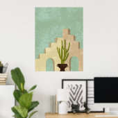 Boho Neutral und Aquamarine Abstrakte Illustration Poster (Heimbüro)