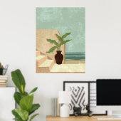 Boho Neutral und Aquamarine KüstenIllustration Kun Poster (Heimbüro)
