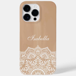 Boho Neutral und White Mandala Individuelle Name Case-Mate iPhone 14 Pro Max Hülle