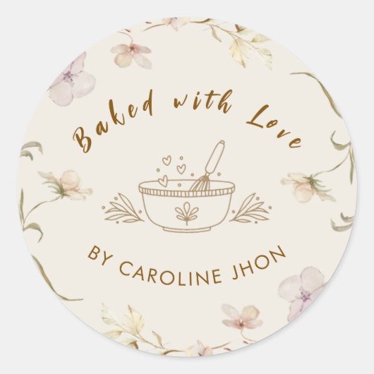 Boho Neutral Vintage Backen Aufkleber | Cookie-Tru (Vorderseite)