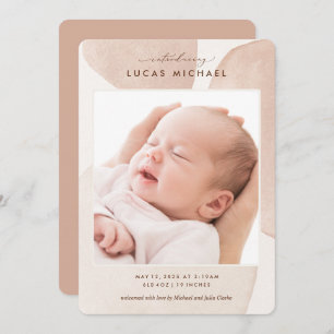 Boho Neutral Watercolor Ankündigung des eleganten